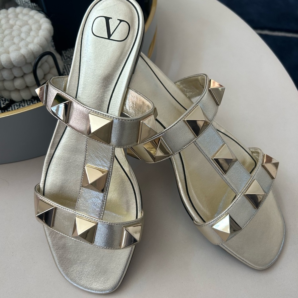 Valentino Gold Studded Sandals